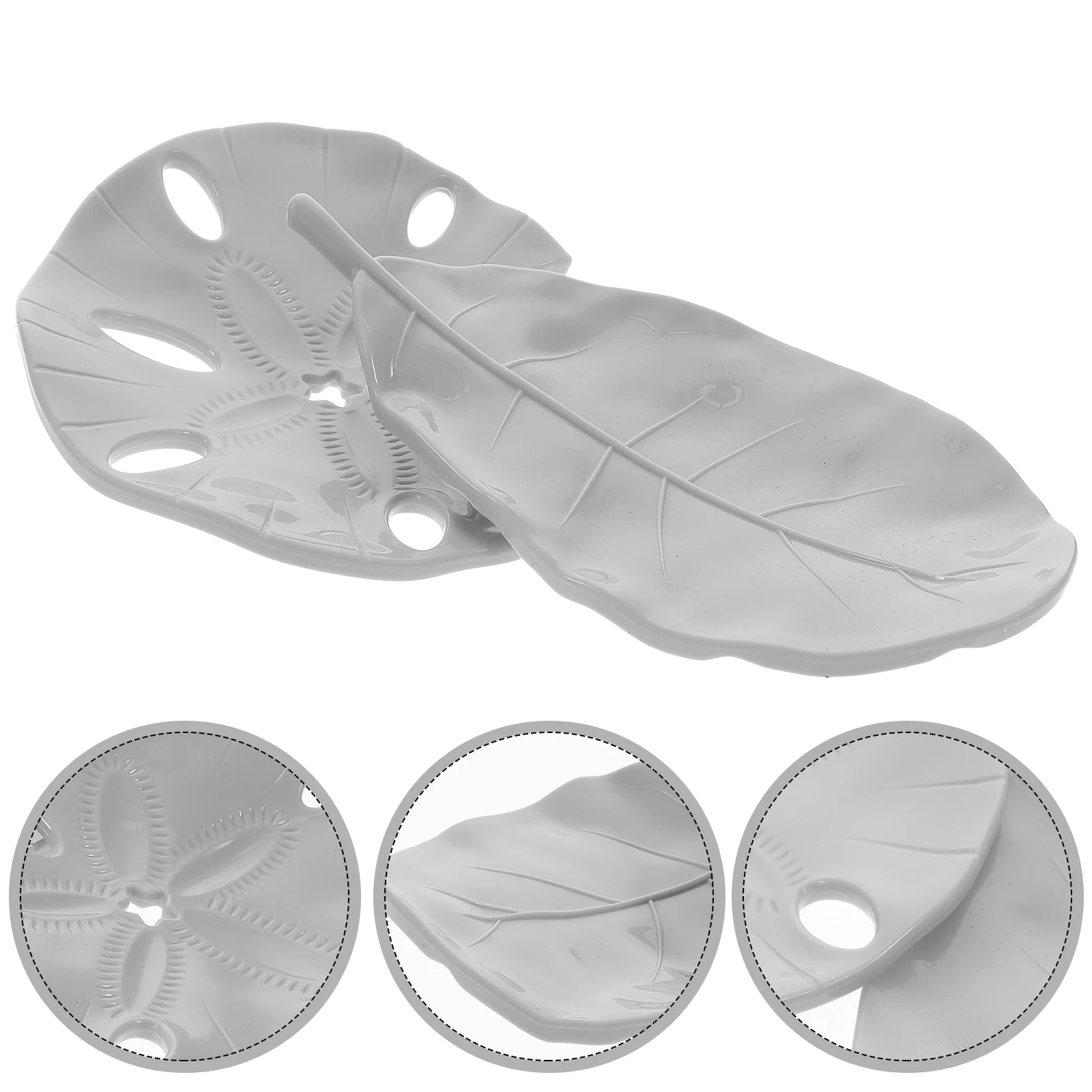 

4pcs Hollow Dish Self-Draining Design Decorative Leaf Shape Plastic Soap Holder For Bathroom Shower Kitchen Household Use
