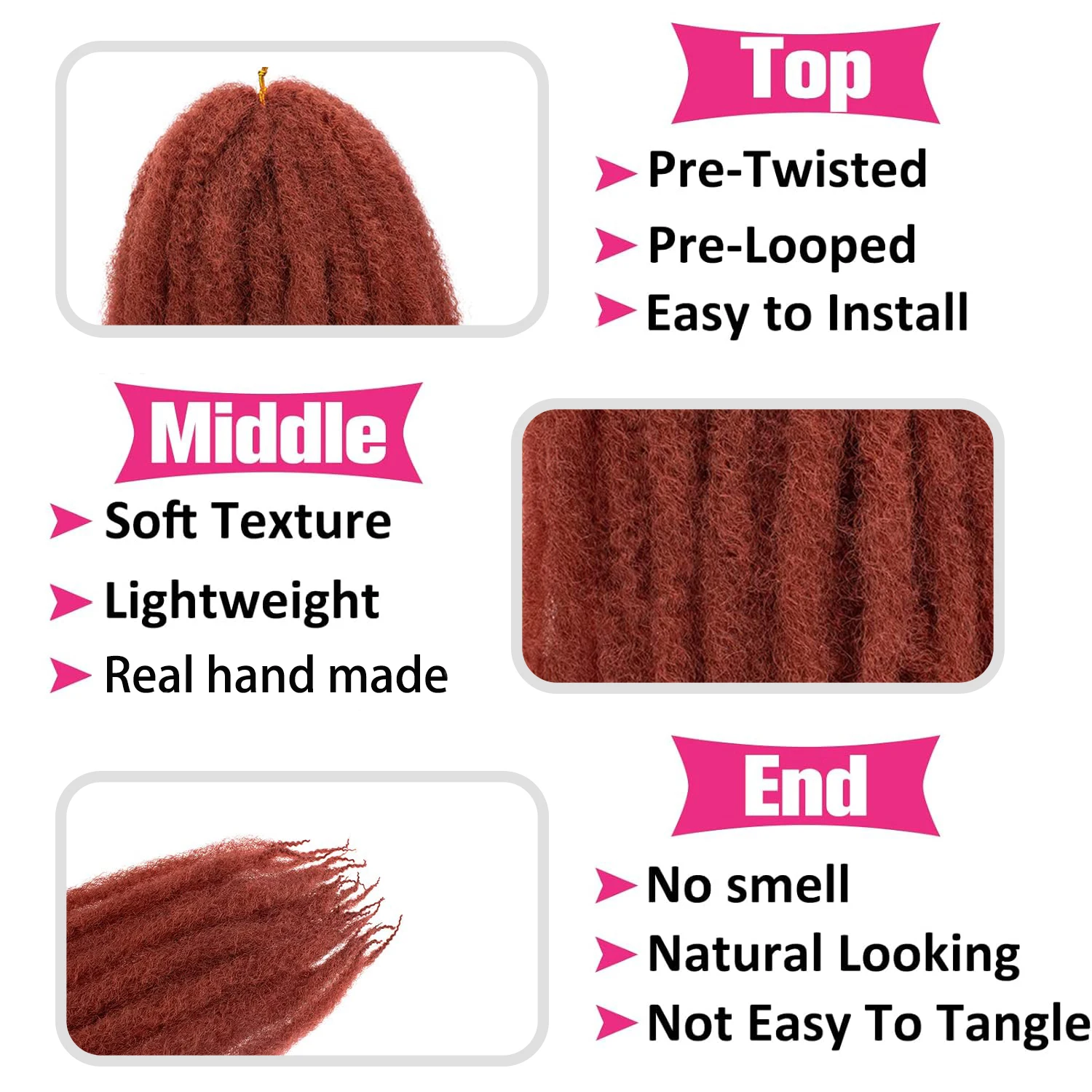 ผมถักเปีย Marley Twist 18 นิ้ว 1-8 แพ็ค – ผมบิดคิวบาปุยสําหรับการถักเปียดูเป็นธรรมชาติสังเคราะห์สปริงติดทนนาน