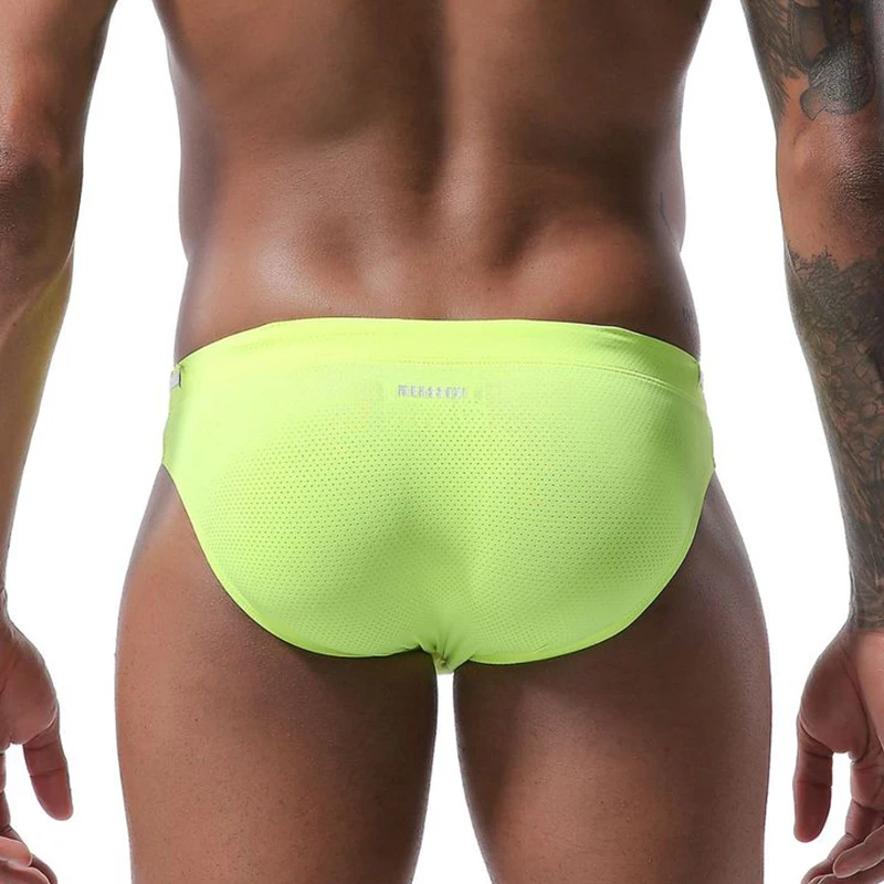 Men's Surf Beach Sexy Low Waist Tether Mesh Breathable Elastic Bikini Swimwear