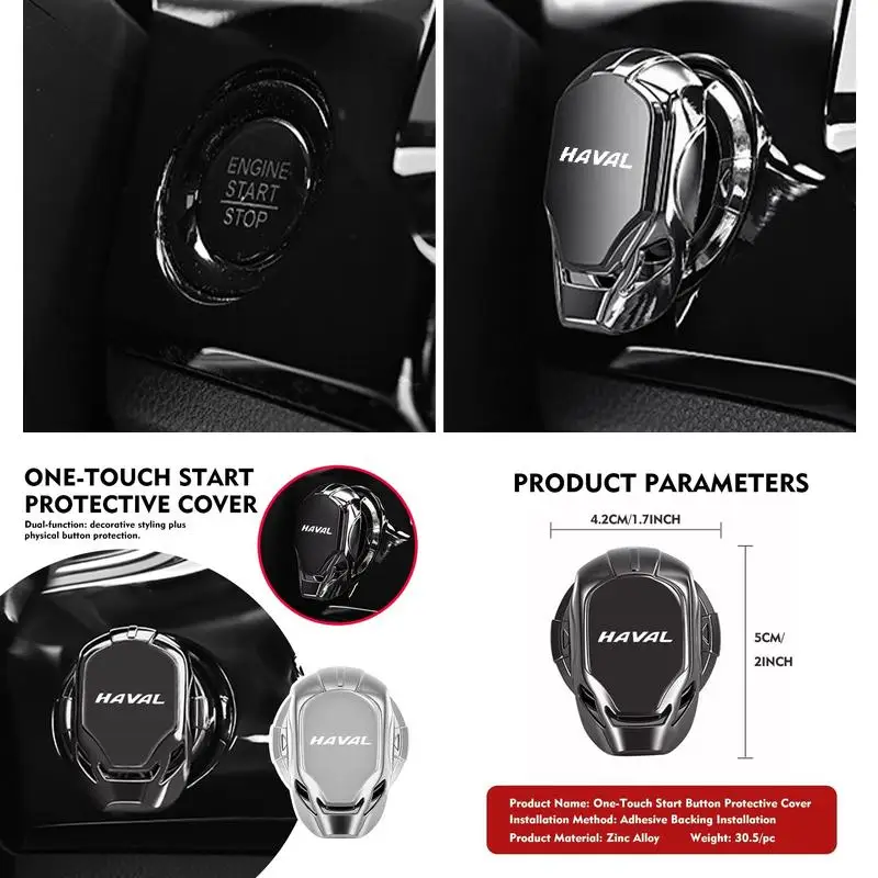 One Touch Start Stop Switch Button Cover Auto Interior Decor for Haval H6 Dargo H9 M6 F7 F7X, Great Wall Car Styling Accessories
