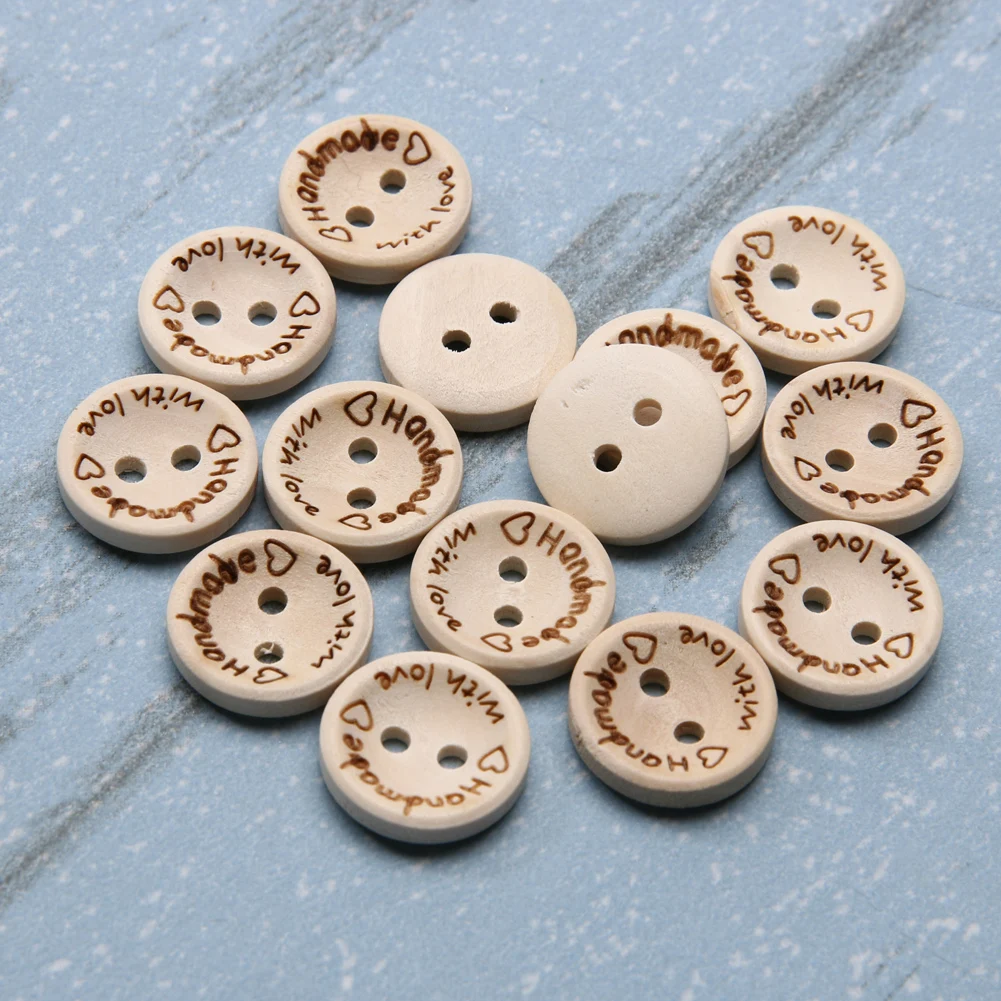 100pcs Love Buttons 15/20/25mm bottoni rotondi fai da te 2 fori Decor Craft Supplies ambientale per cucire a maglia artigianato