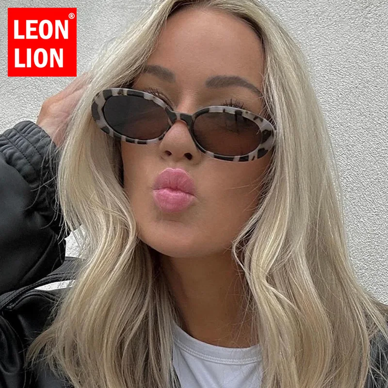 LeonLion Retro Oval Sunglasses Women Personality Simple Glasses Women Small Frame Vintage Eyewear 2024 Women Lentes De Sol Mujer