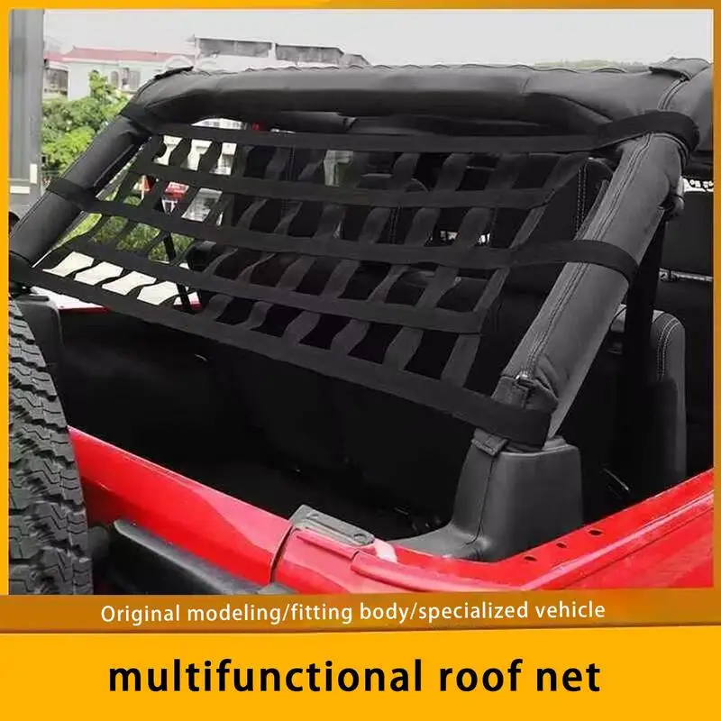 Cargo Net Hammock Car Top Net 61.4x19.7 Inches Car Roof Net Car Hammock Storage Car-Net Accessories For Self-Driving Tour Hiking