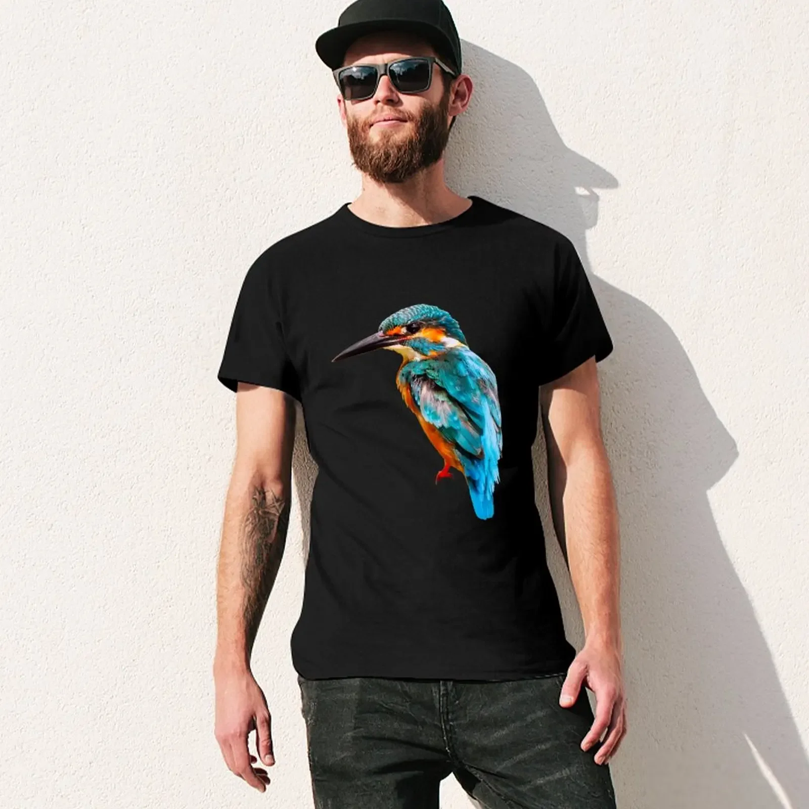 Kingfisher-Camiseta con estampado de animales para hombre, tops bonitos, camisetas informales con estilo