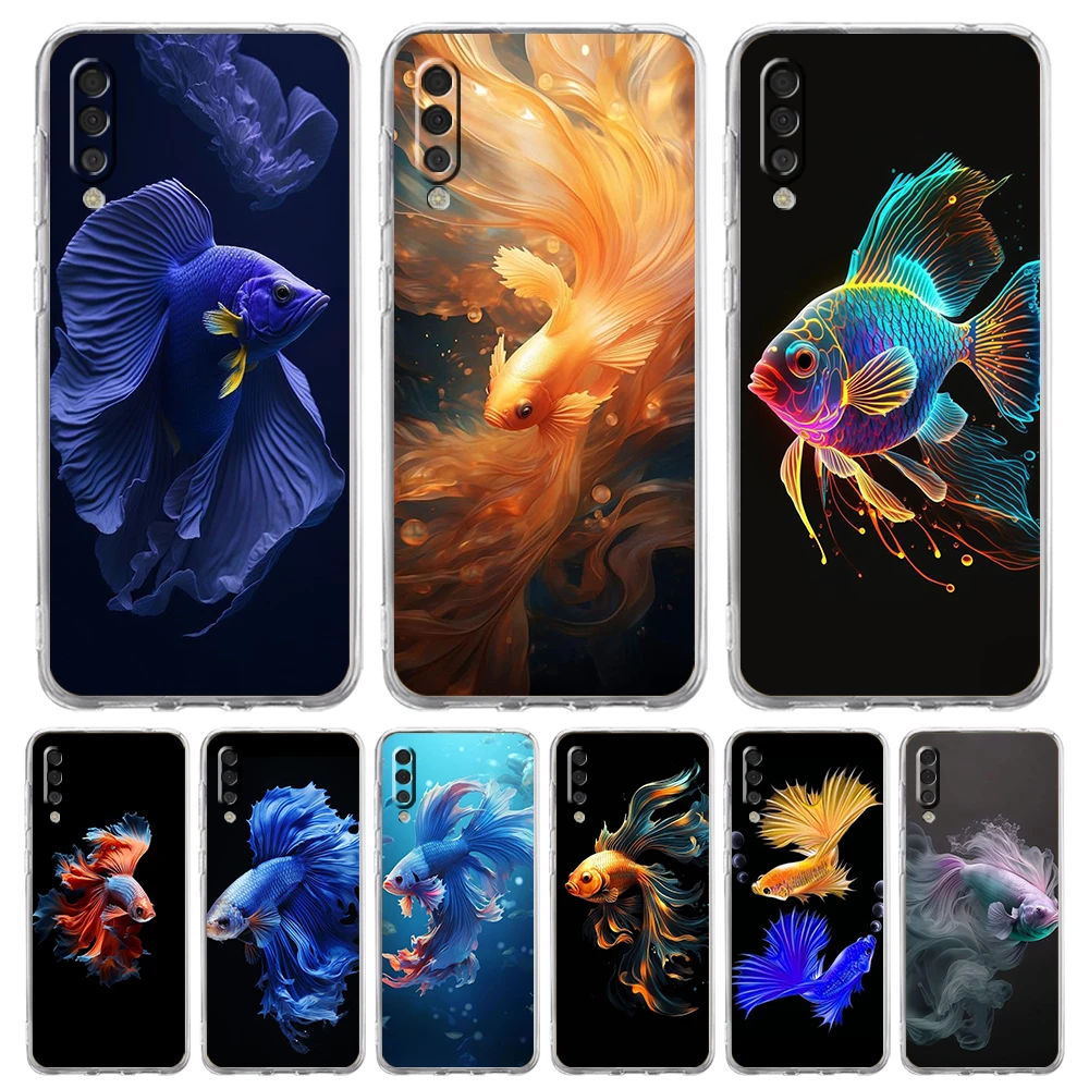 Cute Fish Transparent Phone Case for Samsung Galaxy A12 A50 A52 A70 A40 A10 A20 A30 A02 A03S A04 Cover Silicone Shell Capas Bags