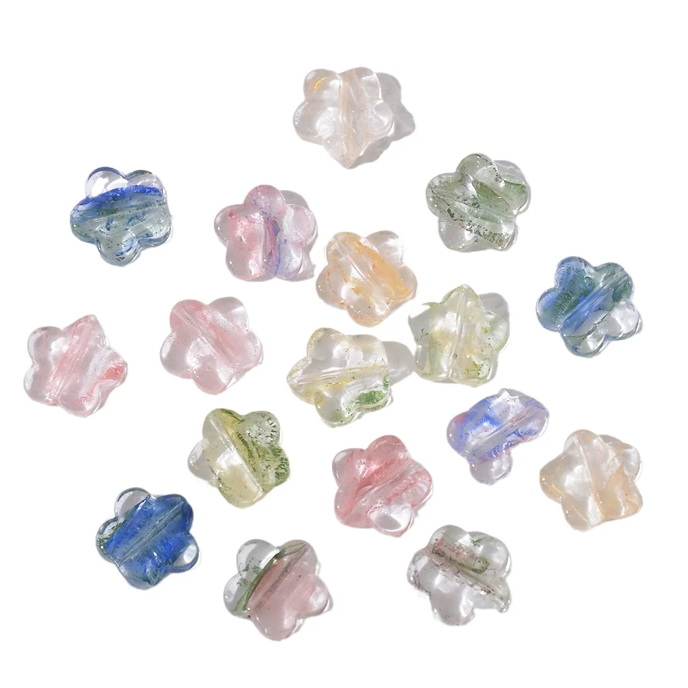 Glazed Small Flower Brushed Silk Smudged Flower Beads, Handmade DIY Bracelets, Necklaces, Jewelry Accessories Loose Beads