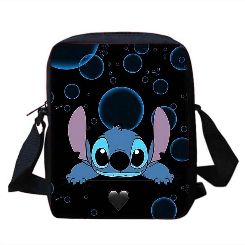 Boy Girls Cute cartoon couple Stitch Printed Shoulder Messenger Bag Child Casual Handbag Men Women Phone Bag Shopping Bag