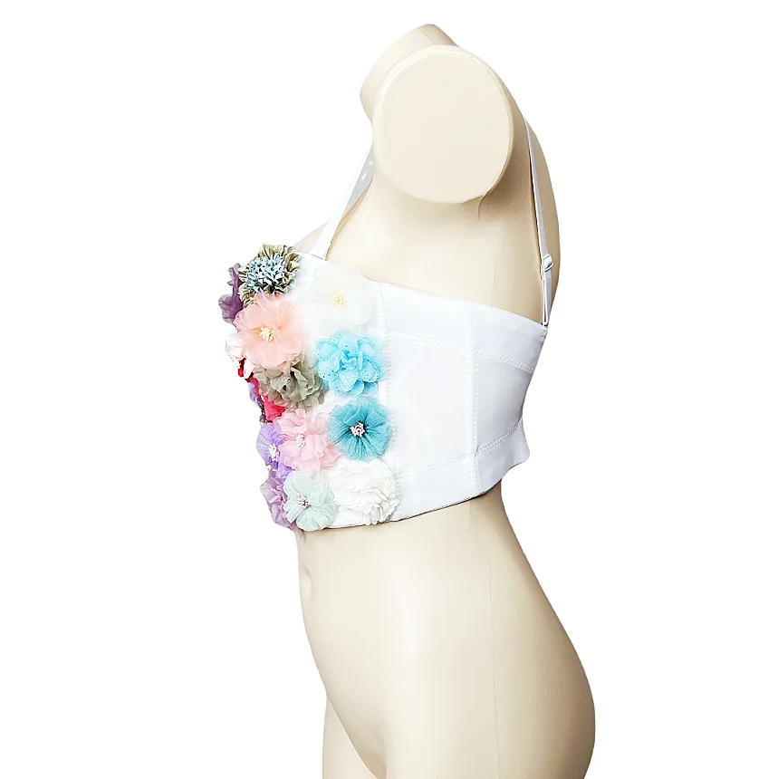 2024 Summer Flowers Vest Corset Sexy Women Ladies Cropped Tops Carnival Night Club Party Wedding Push-Up Bra Hotsweet Crop Top