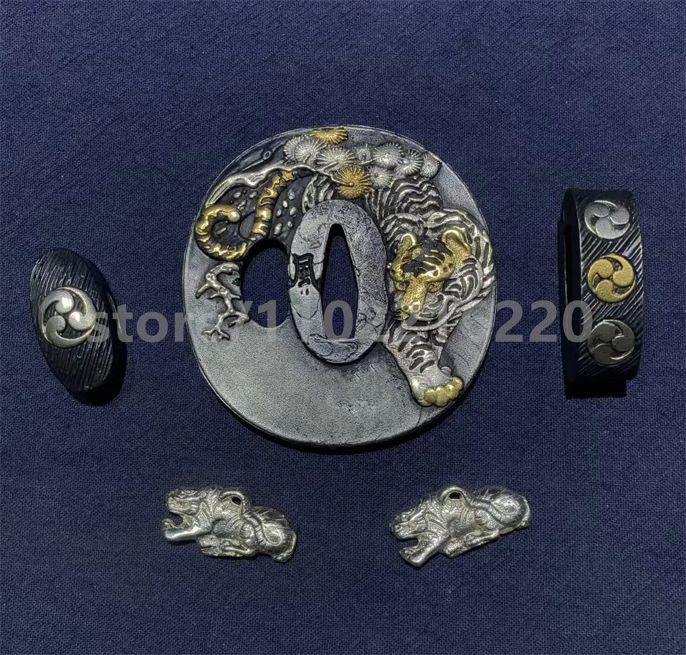 

High Quality Copper Brass Gold Plated Silver Tsuba Handguard Fuchi Kashira Menuki For Real Japan Samurai Katana Sword Fittings