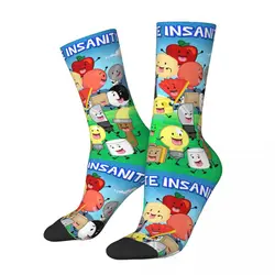 Hip-hop BFDI Inanimate Insanity Cartoon Basketball Socks Battle for Dream Island Polyester Middle Tube Socks for Unisex Non-slip