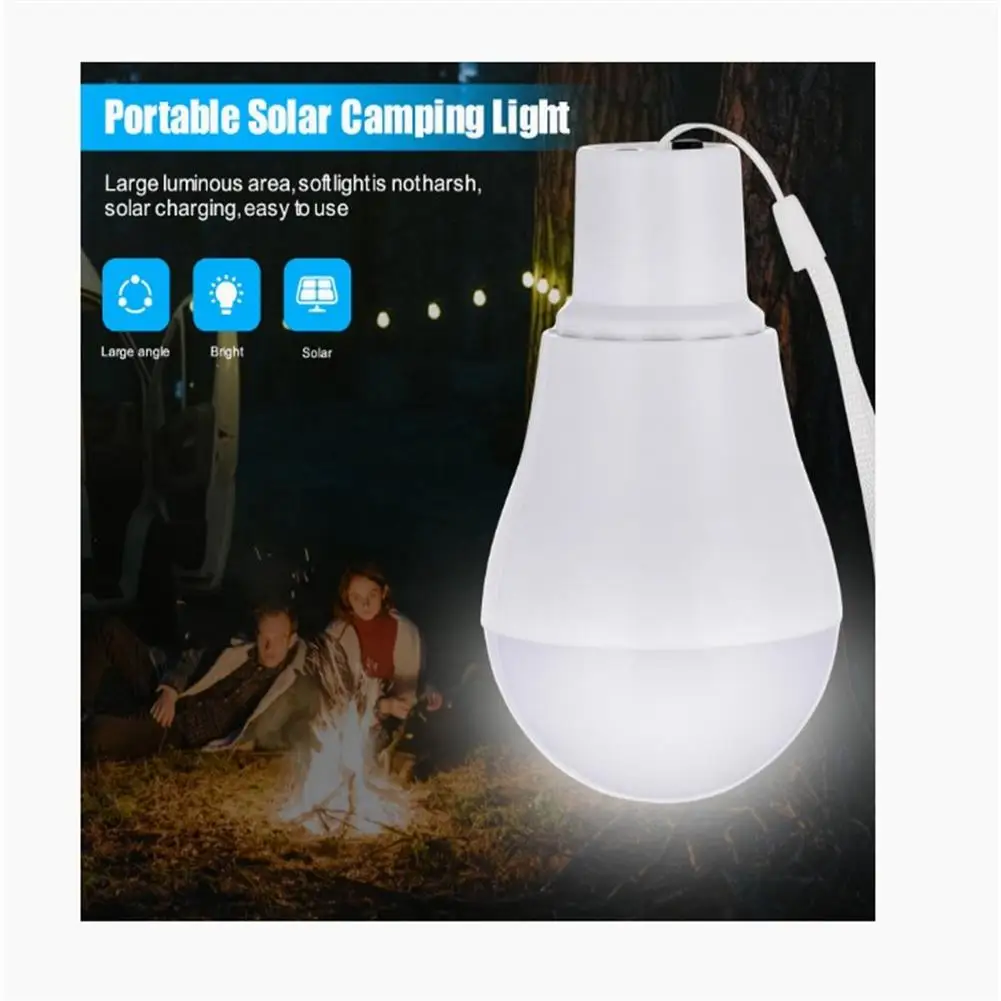 Outdoor LED Solar Lamp Bulb Waterproof Portable Solar Garden Hanging Light Hiking Fishing Emergency Lights