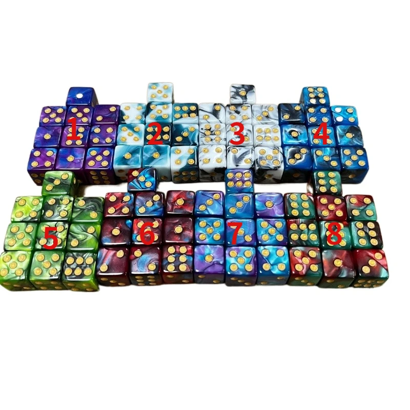 

10Pcs/set Foreign Trade New Product Square Corner Dual Color Point Dice 12mm Game Color Dice