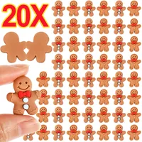 10/20Pcs Christmas Gingerbread Man Resin Flatback Cabochon Figurine Scrapbook Xmas Decoration Ornaments DIY Jewelry Accessories