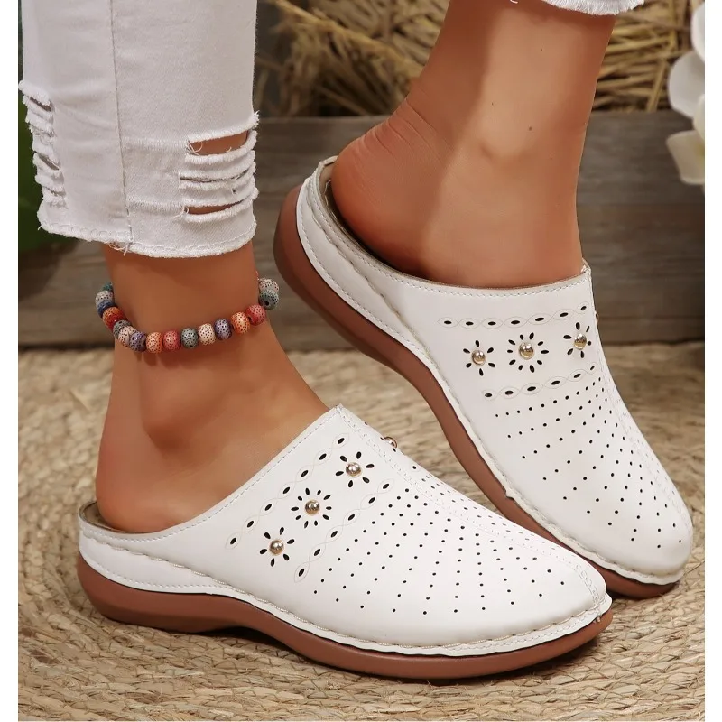 

Lightweight Wedge Heel Mules Slippers Women Summer Hollow Out Slides Shoes Woman Plus Size Thick Sole Outdoor Sandals Femal