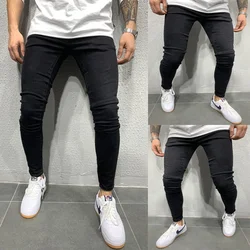 Spring Men Classic Elasticity  Pencil Jeans Jean Homme Man Soft Stretch Black Biker Masculino Denim Trousers Mens Solid Pants