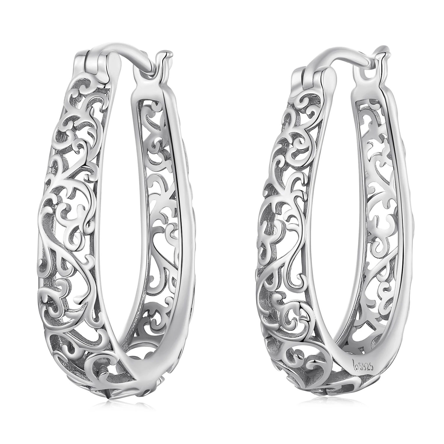 WOSTU Real 925 Sterling Silver Vintage Vine Wreaths Snake Hoop Earrings For Women Fashion Wedding Silver Jewelry CTE466