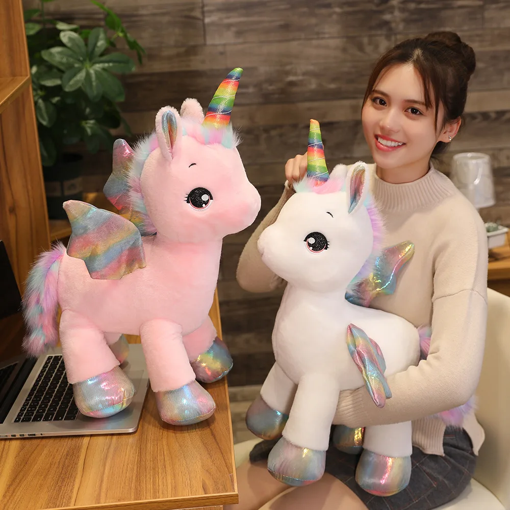 Huggable Soft Cute Unicorn Dream Rainbow Plush Toy High Quality Pink Horse Sweet Girl Home Decor Sleeping Pillow Gift For Kids