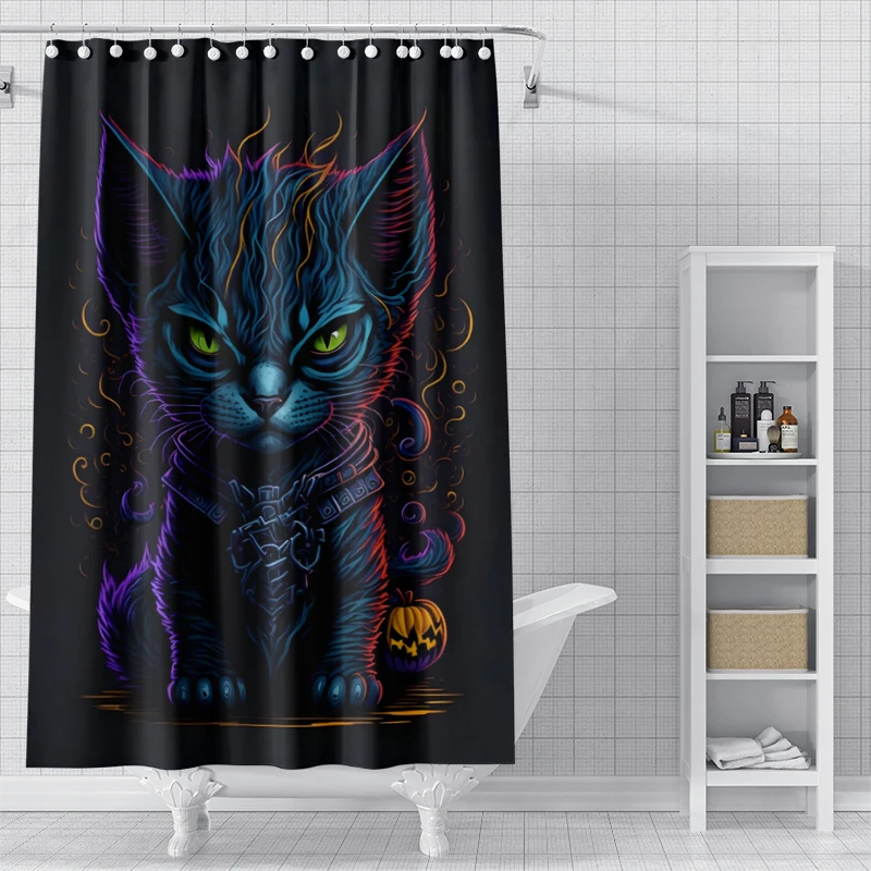 Home decoration shower curtains bathroom waterproof curtain fabric Modern Nordic Living Room happy Halloween Autumn Pumpkin