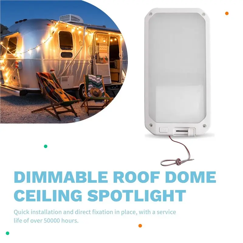 【AC77 Top !! 】3X 12V-24V Dimmable Roof Dome Ceiling Spot Light Memory Function Slim Thin Interior Dome Lamp For RV Caravan