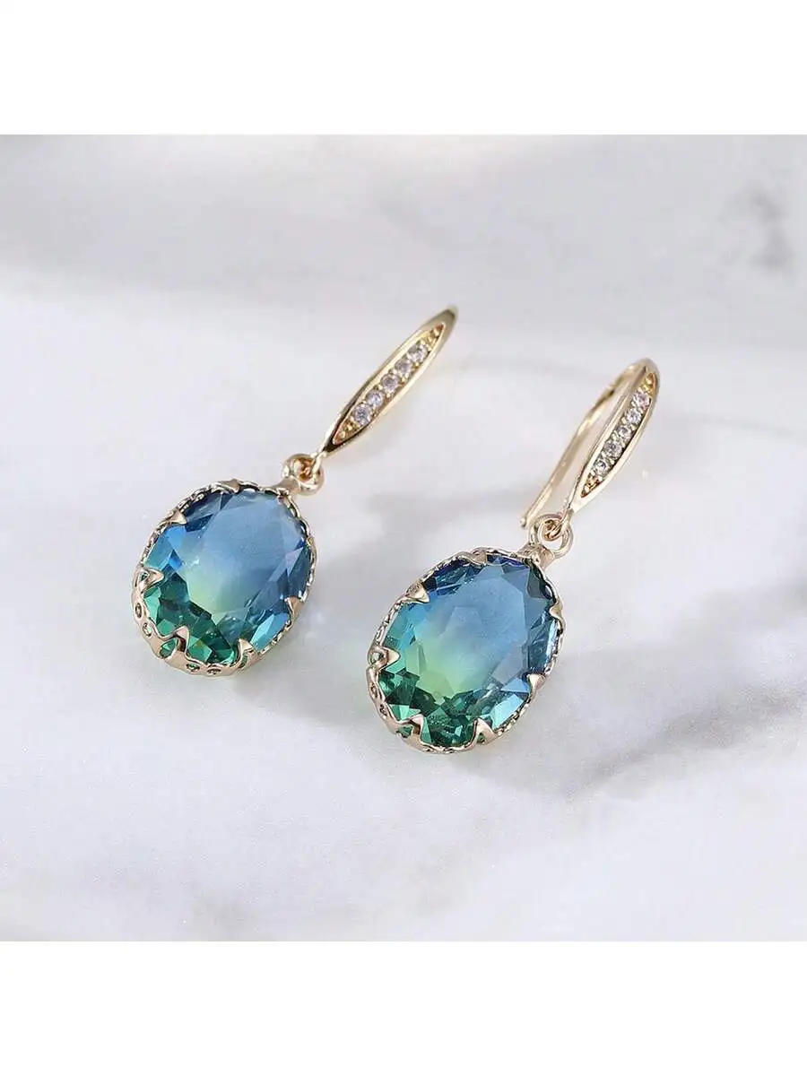 

Cubic Zirconia Drop Earrings in Copper Tone Minimalist Design