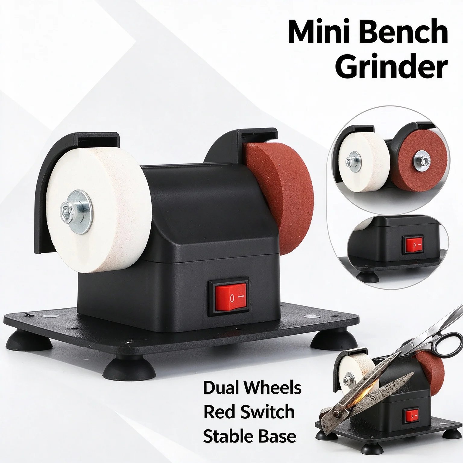 Speed Adjustable Mini Bench Grinder Household Grinding Wheel Machine Knife Sharpener Tabletop Grinding Polishing Machine