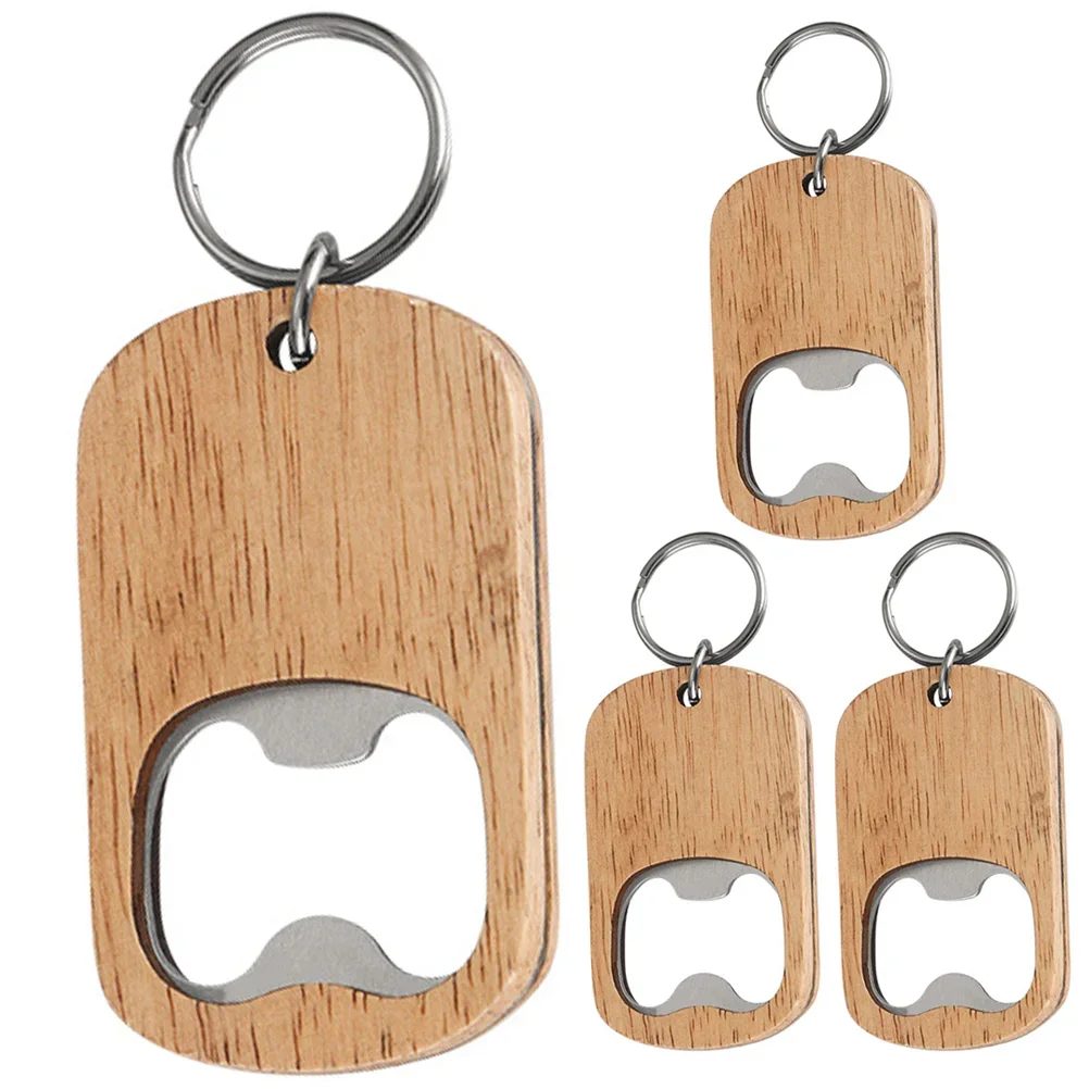 1/2/4 Pcs Accessories Easy Beer Bottle Opener Wooden Handle Bar Kitchen Party Favors Keychain