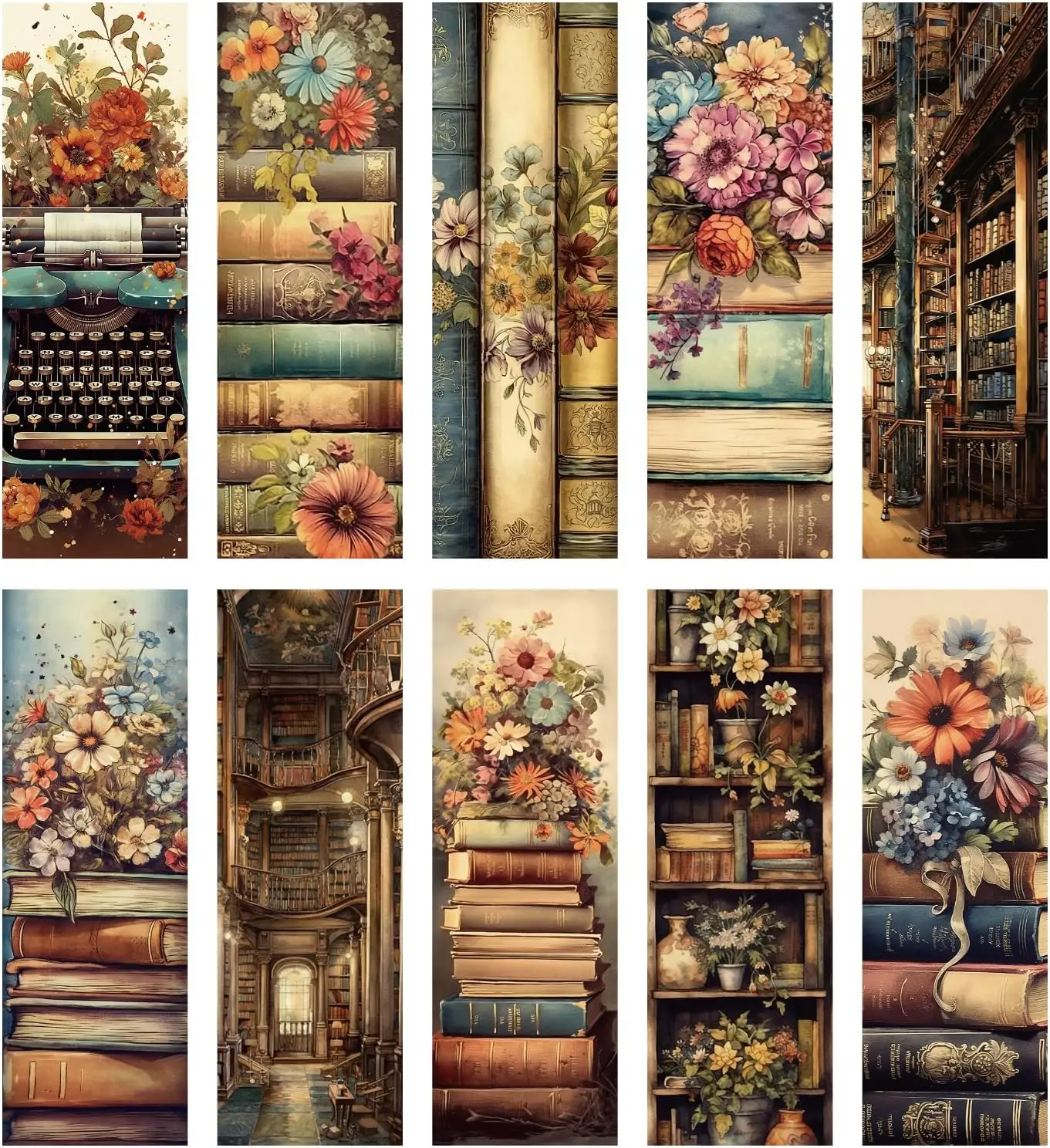 

100 Pcs Vintage Bookmark Set, Retro Floral Paper Bookmarks for Reading Lovers, Cottagecore Gift for Kids Teachers