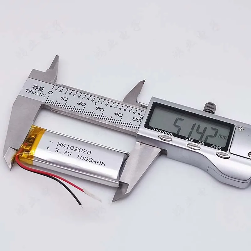 102050 3.7V 1000mAh Li-Polymer Battery for Beauty Device Handheld Fan Rechargeable 3.7Wh Replacement