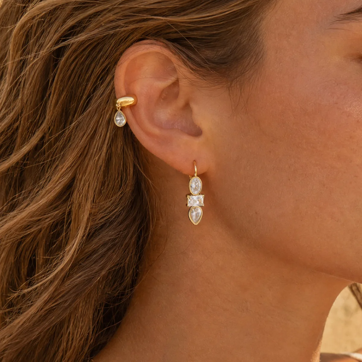 Statement Stainless Steel Geometric Hoop Earring for Women Minimalist Oval Rectangular Zircon Earrings Elegant Jewelry Gift