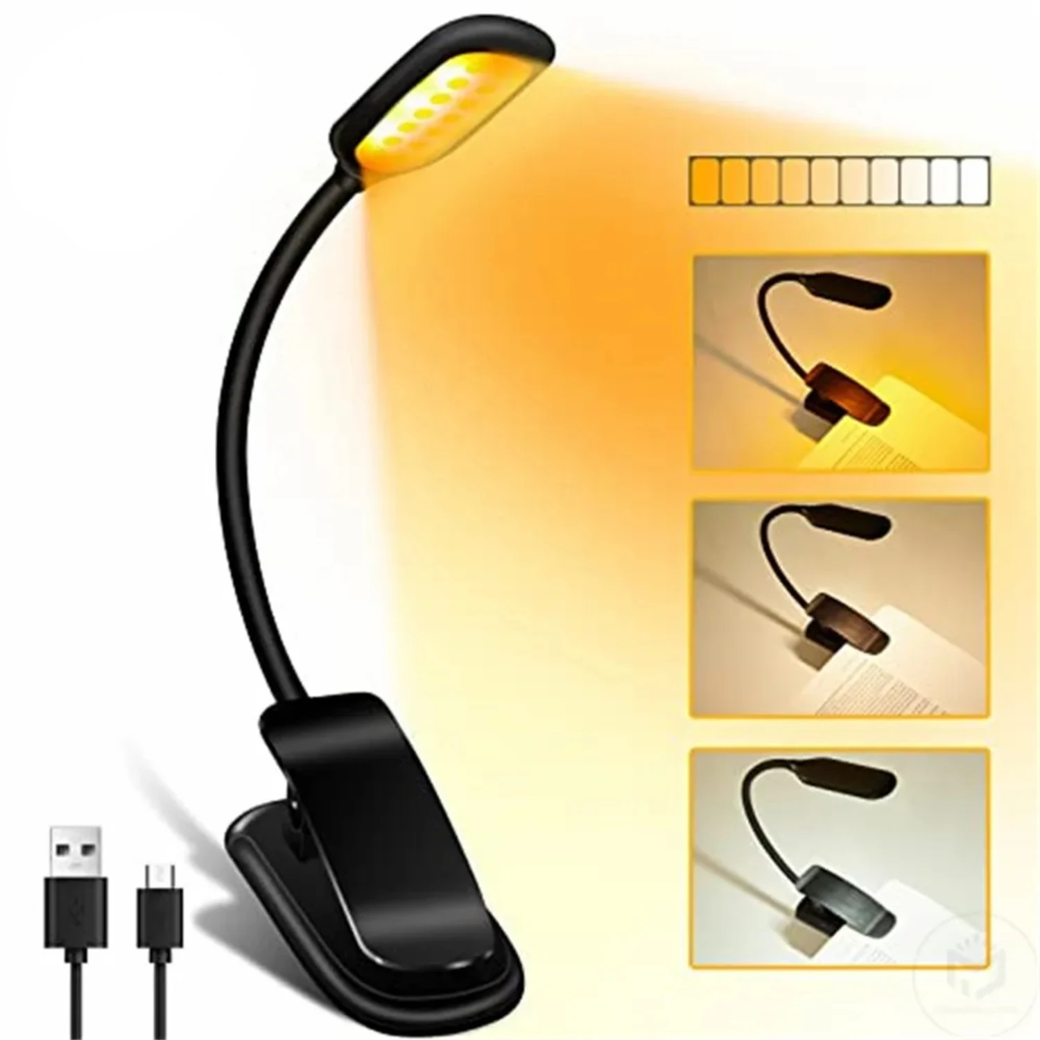 Blue Light Filtered Clip-On Book Light 1000mAh Usb Rechargeable Dimmable Amber Reading Light Mini Read Lamp Book Lamp