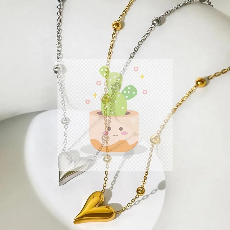 الفولاذ المقاوم للصدأ القلب سلسلة بدلاية قلادة للنساء الاتجاه الأنيق الفتيات الرقبة المختنق مجوهرات هدايا مقاوم للماء