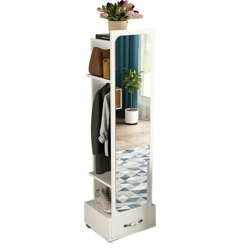 Full Length Mirror Floor Standing Household Simple Nordic Fitting Mirror for Girls Bedroom Mobile Large Stereoscopic Mirror