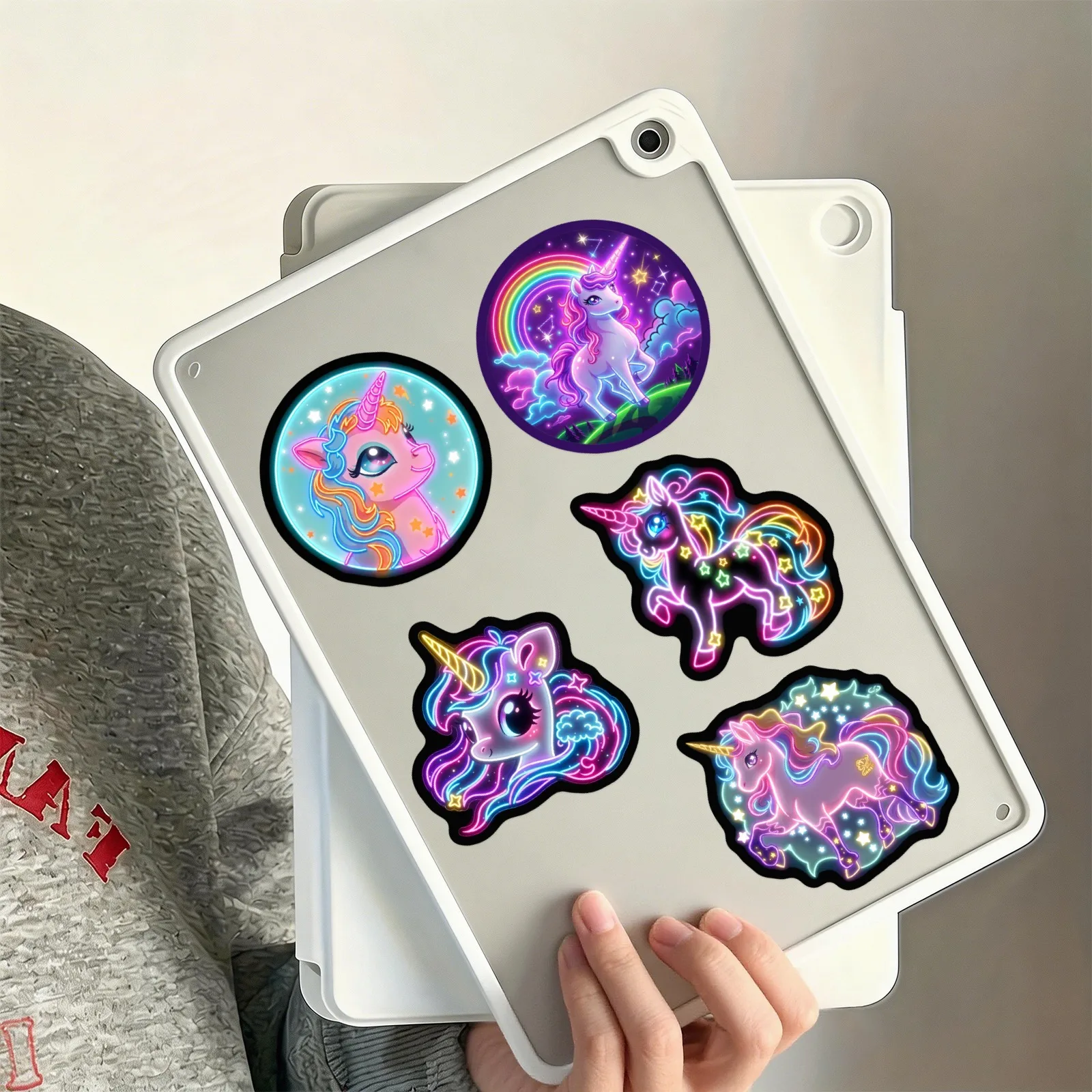 50 Stück Cartoon Neon-Stil Einhorn Regenbogen Pferd Aufkleber Buch DIY Skateboard Gepäck Koffer Dekoration Graffiti Sticker – Detail 11