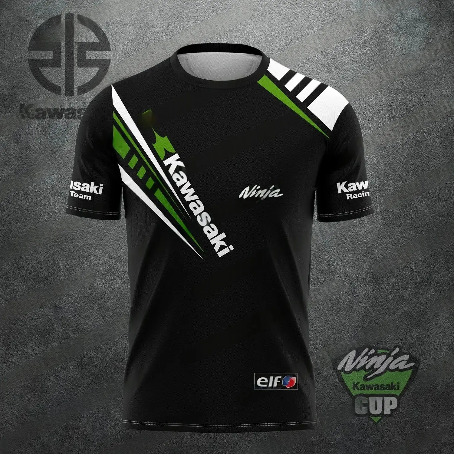 

Kawasaki motorcycle sports shirt, summer breathable quick-drying men's short-sleeved round neck T-shirt, comfortable, simple and