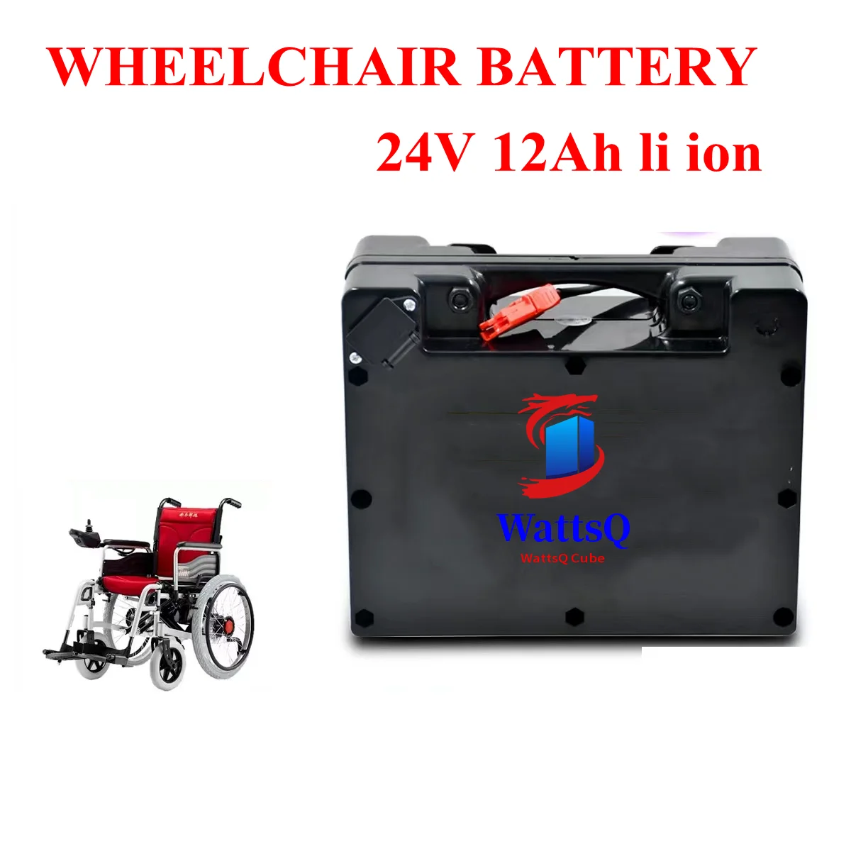 Rechargeable 24V 12Ah lithium battery pack for electric wheelchair motor folding electric wheelchair power wheelchair+2A charger