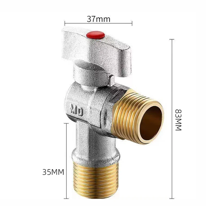 Brass Inlet Ball Valve,Water Pressure Regulator,Bathroom And Kitchen Sink Stop Valve,Toilet Connection, Hot and Cold Water,G1/2