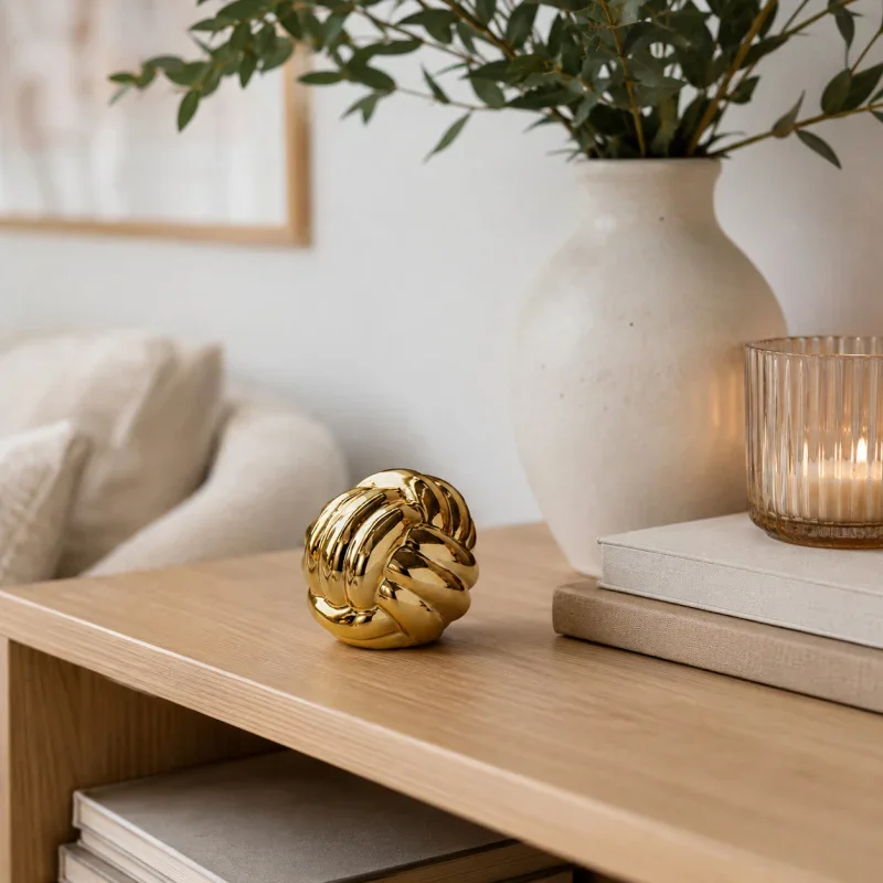Gold Knot Decor,Coffee Table Decor, Book Shelf Decor, Entry Table Decor, for Modern Home Living Room, Desk Decor for Office