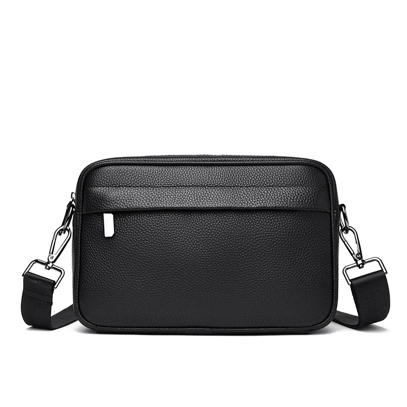 New Simple Men's PU Leather Crossbody Bag, Multi-functional Simple Shoulder Bag, Large Capacity Horizontal Style Messenger Bag