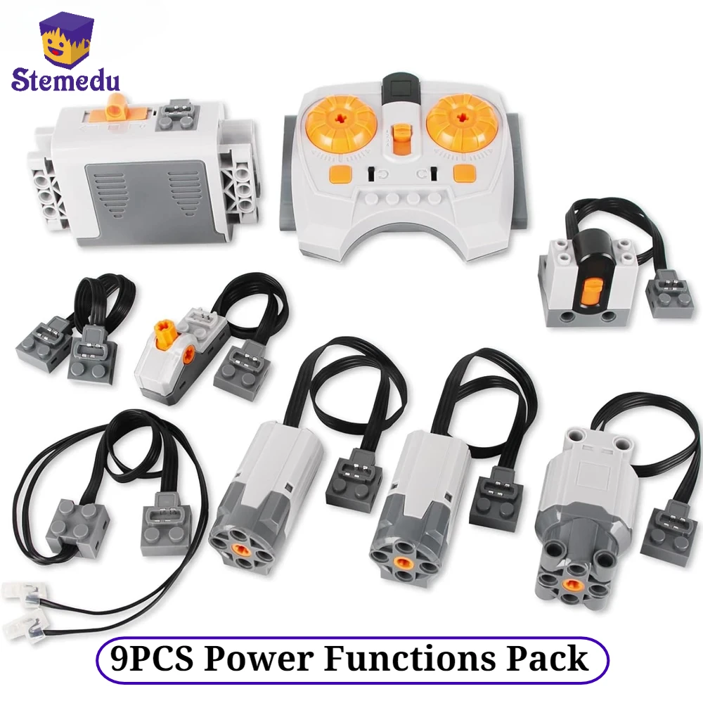 MOC 9PCS Power Functions Pack M L Motor 8883 88003 Extension Wire 8886 8869 8870 Speed Adjust Remote Control Building Blocks