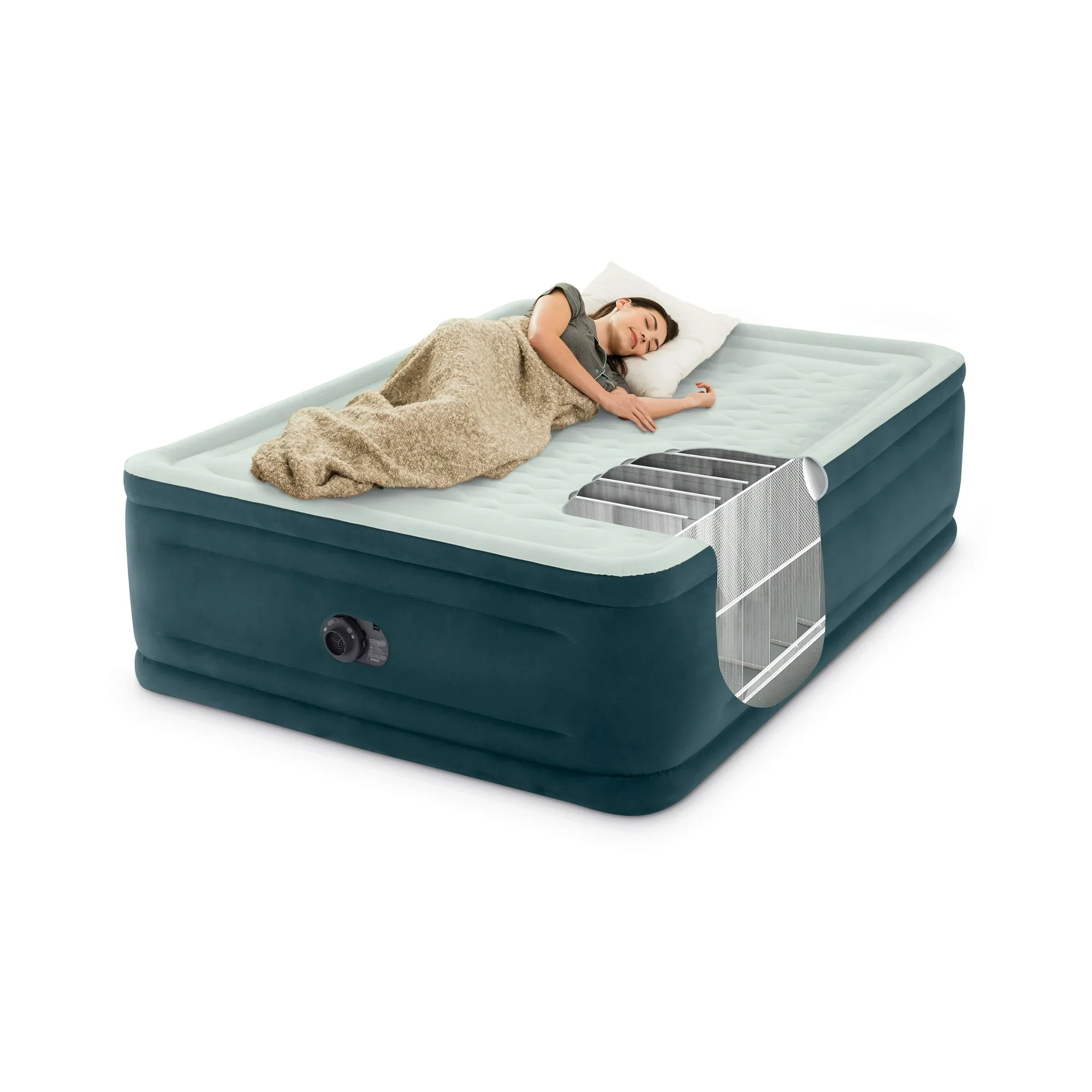 

Intex 24" Dream Lux Pillow Top Dura-Beam Airbed Mattress with Built in Pump for Travel and Camping, 600lb Weight Capacity