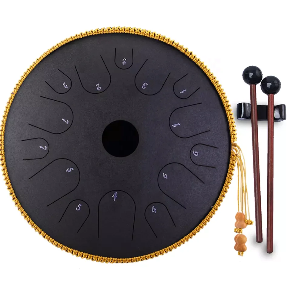 

Hooqu Steel Tongue Drum 14 Inch 15 Notes Sound Healing Instruments Steel Tongue Drum