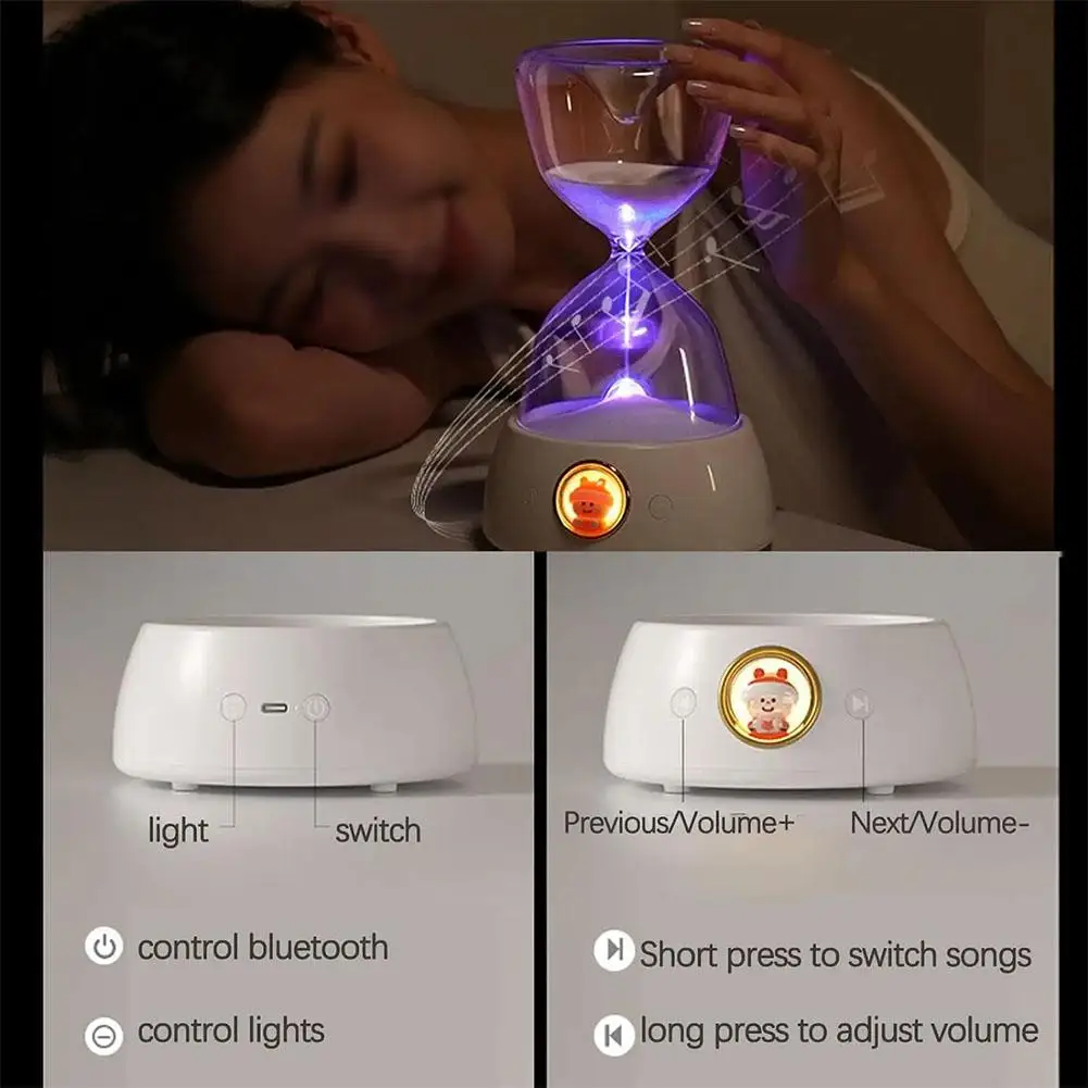 Bluetooth Speaker Hourglass Night Light 15 Minutes Ambient Bedroom Charging Rgb Decoration Sleeping Speaker Gifts Light E5l5