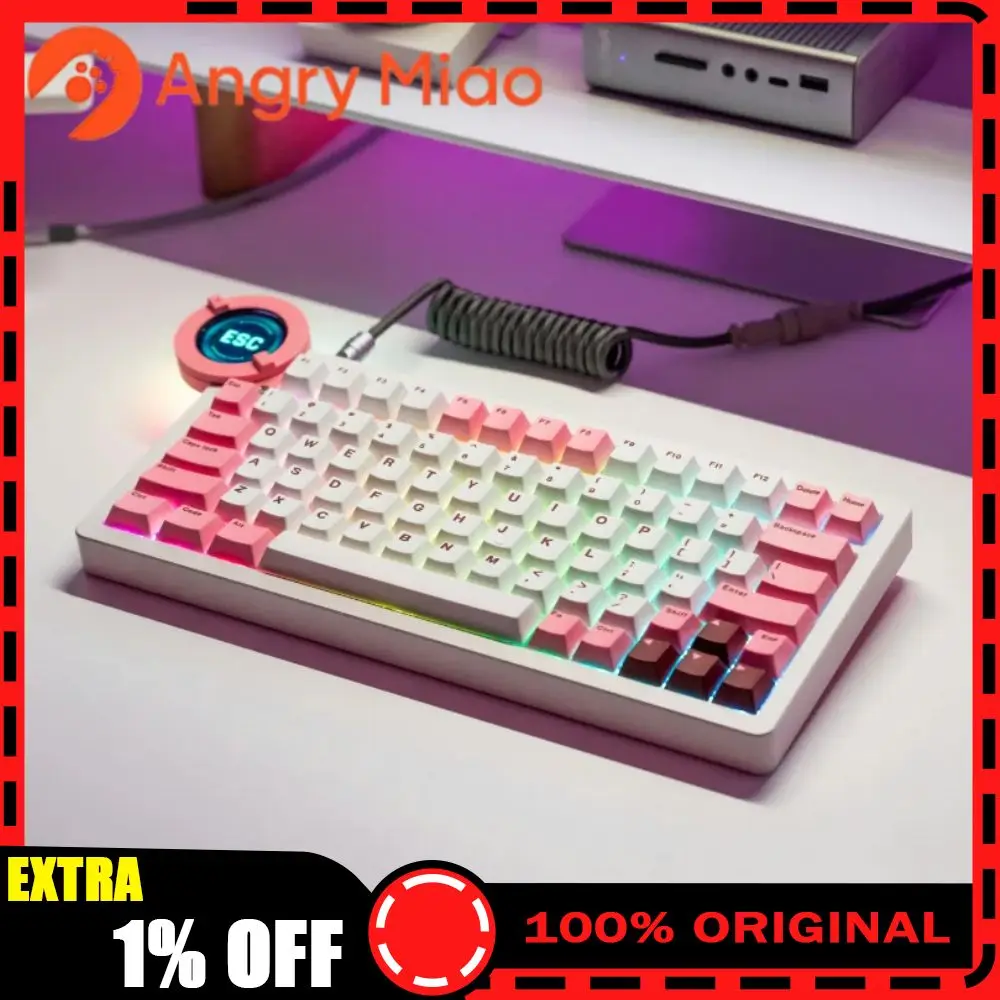 

AngryMiao Battleye 74.5 RT Wired Magnetic Switch Mechanical Keyboard 8K RT 0.01 Gaming keyboard Knob Screen Aluminium Custom
