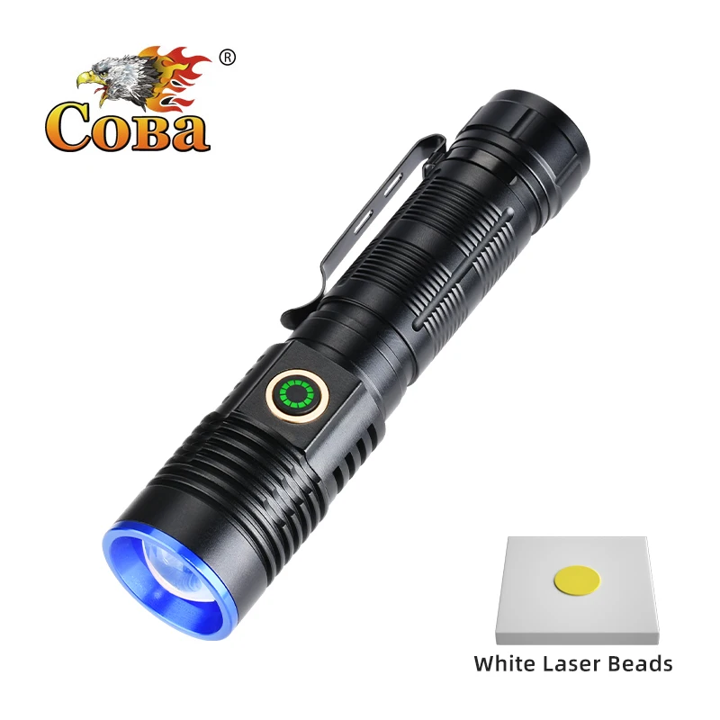 

COBA Strong White Laser Zoomable Flashlight Type-C Rechargeable Portable Flashlight Long Distance Lighting Lampshade