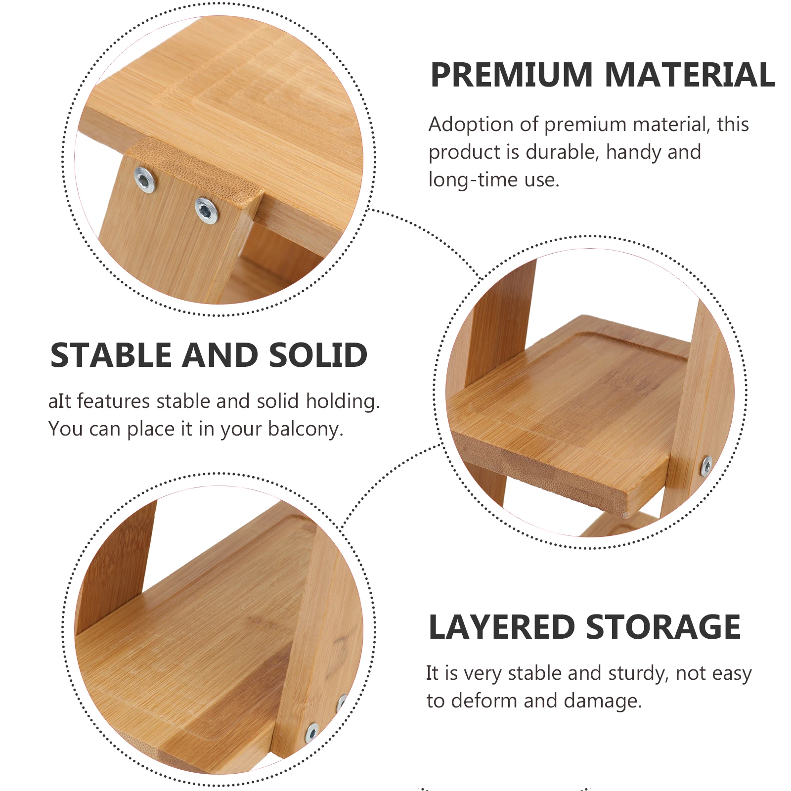 

Multi layer Balcony Flower Plants Planter Holder Bamboo Rack Durable H Solid Vertical Space Gardening