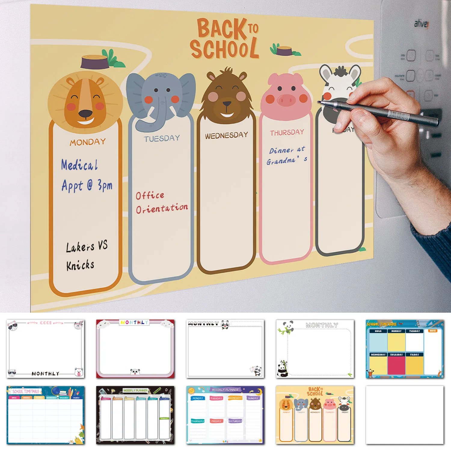 Household Reusable Magnetic Whiteboard Sticker 40×30cm Weekly Schedule Fridge Planner Erasable Writing Board