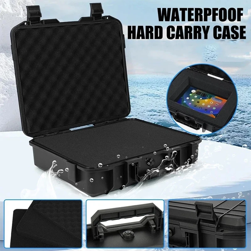 防水ハンドヘルドツールケース、スポンジ安全ハードウェアツールボックス付き、プラスチック製収納チェスト、ガレージツールボックスオーガナイザー