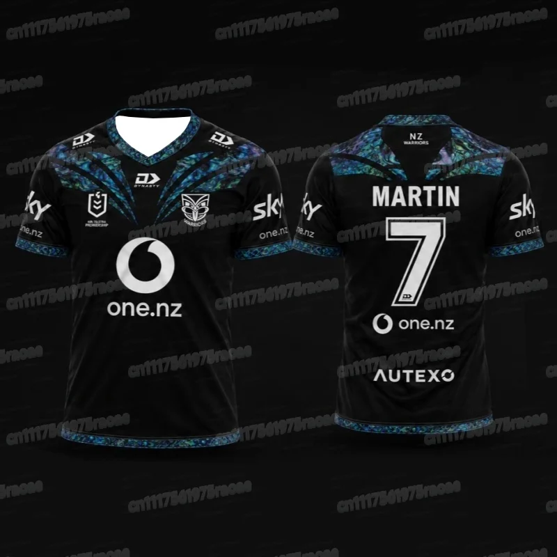 Neues Unisex Aotearoa NZ Warriors Martin 7 Paua Shell Irisierendes Tribal-Print Rugby-Trikot, Oversized Merch-Shirts, Familien-Partnerlook – Detail 6