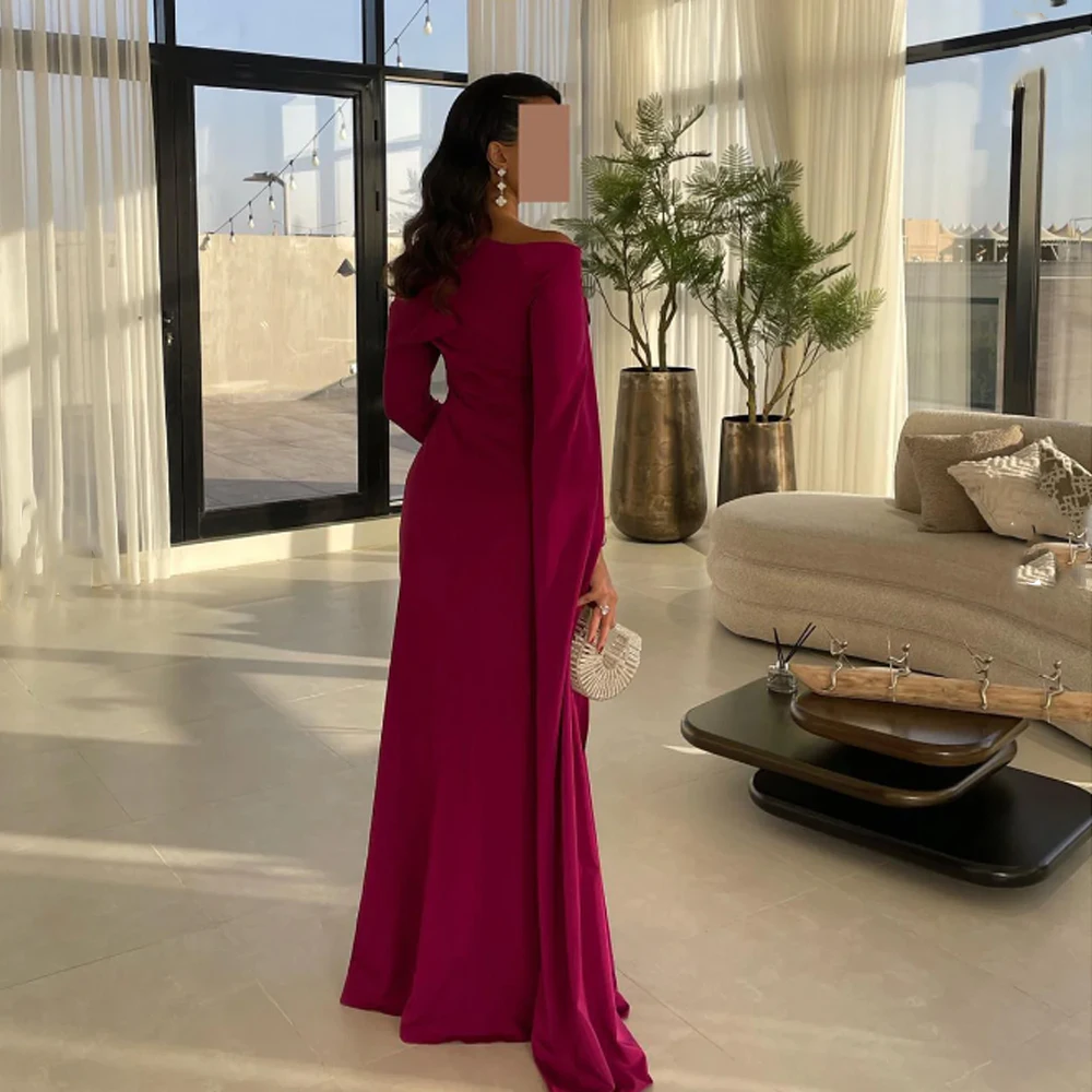 Customized Simple High Quality Classic Jersey Pleat Ruched Column Long Dress Evening Dresses Formal Matching Elegant Prom Gowns