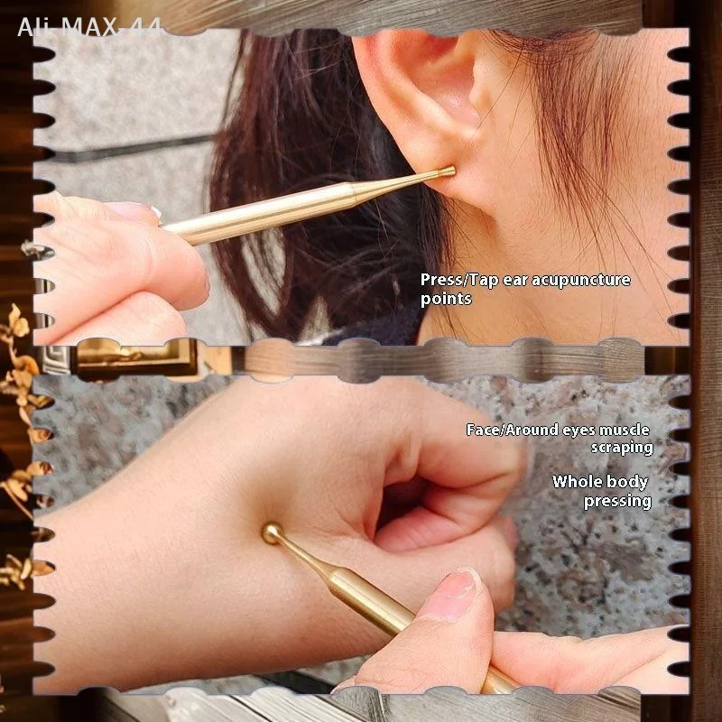 Stainless Steel/Brass Acupuncture Pen Manual Body Trigger Point Probe Deep Tissue Massage Dual Head Facial Reflexology Tools